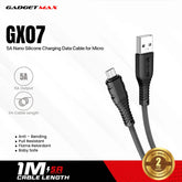 GADGET MAX GX07 MICRO 2.4A NANO SILICONE CHARGING DATA CABLE FOR MICRO (2.4A)(1M) - BLACK