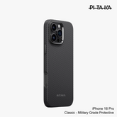 PITAKA - iPhone 16 Pro Case ( Military-Grade ) - Black/Grey