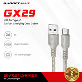 GADGET MAX - GX29 Woven Series USB To Type-C Fast Charging Data Cable (3A) - Grey