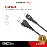 GADGET MAX GX08 MICRO 2.4A CHARGING DATA CABLE FOR MICRO (2.4A)(1M) - RED