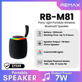 REMAX - RB-M81 Party Light Portable Wireless Bluetooth Speaker (7W) - Black