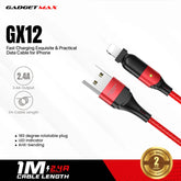 GADGET MAX GX12 FAST CHARGING EXQUISITE & PRACTICAL DATA CABLE FOR IPH (2.4A) (1.2M) - ?RED