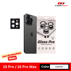 GADGET MAX Glass Pro Camera Lens Protection Glass for iPhone 15 Pro / 15 Pro Max (Colorful)