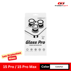 GADGET MAX Glass Pro Camera Lens Protection Glass for iPhone 15 Pro / 15 Pro Max (Colorful)