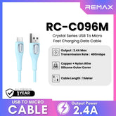 REMAX - RC-C096M Crystal Series USB to Micro Fast Charging Data Cable (2.4A) - Blue