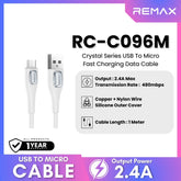 REMAX - RC-C096M Crystal Series USB to Micro Fast Charging Data Cable (2.4A) - White