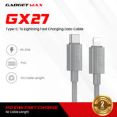 GADGET MAX - GX27 C-L TPE Series Type-C To Lightning Fast Charging Data Cable (27W) - Grey