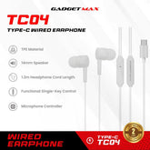 GADGET MAX - TC04 Type-C Wired Earphone - White