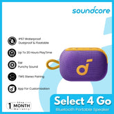 SOUNDCORE - Select 4 Go Bluetooth Portable Speaker - Purple