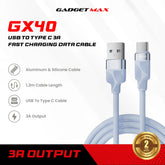 GADGET MAX - GX40 Type-C Nobel Series USB To Type-C Charging Data Cable (3A) - Black