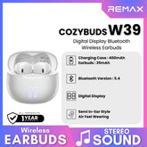 REMAX - CozyBuds W39 V5.4 Digital Display Bluetooth Wireless Earbuds - White