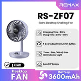 REMAX - RS-ZF07 Retro Shaking Desktop Fan (3600mAh) - Blue