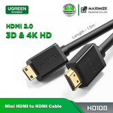 UGREEN - HD108 High quality Mini HDMI to HDMI Cable (1.5m)