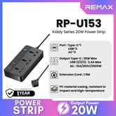 REMAX - RP-U153 Kiddy Series 20W Power Strip (US) (1.5M) - Black