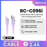 REMAX - RC-C096i Crystal Series USB to Lightning Fast Charging Data Cable ( 2.4A ) - Purple