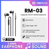 REMAX - RM-03 3.5mm Capsule Wired Earphone - Black