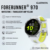 GARMIN - Forerunner® 970 Smart Watch - Whitestone | Translucent Amp Yellow