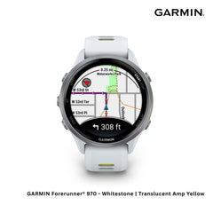 GARMIN - Forerunner® 970 Smart Watch - Whitestone | Translucent Amp Yellow