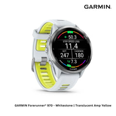 GARMIN - Forerunner® 970 Smart Watch - Whitestone | Translucent Amp Yellow