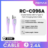 REMAX - RC-C096A Crystal Series USB to Type-C Fast Charging Data Cable (2.4A) - Purple