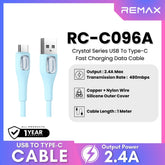 REMAX - RC-C096A Crystal Series USB to Type-C Fast Charging Data Cable (2.4A) - Blue