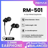 REMAX - RM-501 3.5mm Wired Earphone - Black