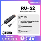 REMAX RU-S2 Ming Series 2.4A Power Socket(4 USB + 3 Power) - Black