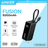 ANKER - FUSION 5000mAh Built-In Cable Power Bank (30W) - Black