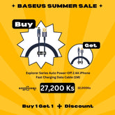 (Buy 1 Get 1) Baseus Explorer Series Auto Power-Off 2.4A iPhone Fast Charging Data Cable (1M) - Blue