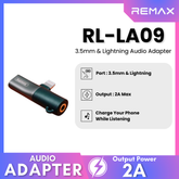 REMAX - RL-LA09 2.0A Lightning & 3.5mm Audio Jack Splitter - Black