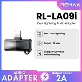 REMAX - RL-LA09i 2.0A Dual Lightning Audio Jack Splitter - Black