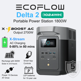 ECOFLOW DELTA2 1800W Portable Power Station (1024Wh LiFePO4 Battery) -GNE