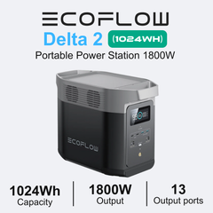 ECOFLOW DELTA2 1800W Portable Power Station (1024Wh LiFePO4 Battery) VSK