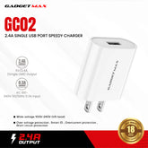 GADGET MAX GC02 2.4A SINGLE USB PORT SPEEDY CHARGER (1USB)(2.4A)