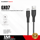 GADGET MAX GX07 TYPE-C 2.4A NANO SILICONE CHARGING DATA CABLE FOR TYPE-C (5A)(1M) - BLACK