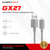GADGET MAX - GX27 TPE Series USB To Micro Data Cable ( 2.4A ) - Grey
