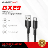GADGET MAX - GX29 Woven Series USB To Type-C Fast Charging Data Cable (3A) - Black