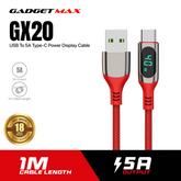 GADGET MAX GX20 USB TO 5A TYPE C POWER DISPLAY CABLE (1M)(5A) - BLACK