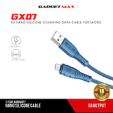 GADGET MAX GX07 MICRO 2.4A NANO SILICONE CHARGING DATA CABLE FOR MICRO (2.4A)(1M) - BLUE