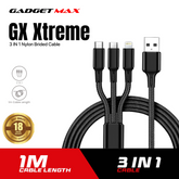 GADGET MAX GX 3IN1 XTREME 3 IN 1 NYLON BRAIDED CABLE (1.5M)(5V)(3.5A)