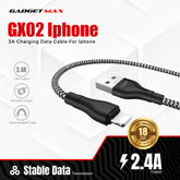 GADGET MAX GX02 IPH 3A CHARGING DATA CABLE FOR IPH (3A)(1M) - BLACK RED