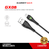 GADGET MAX GX08 MICRO 2.4A CHARGING DATA CABLE FOR MICRO (2.4A)(1M) - RED