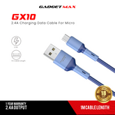 GADGET MAX GX10 MICRO 2.4A CHARGING DATA CABLE FOR MICRO (3A)(1M) - BLUE