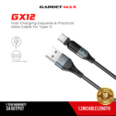 GADGET MAX GX12 FAST CHARGING EXQUISITE & PRACTICAL DATA CABLE FOR TYPE-C (3A) (1.2M) - BLACK