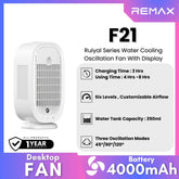 REMAX F21 Ruiyal Series Water Cooling Oscillating Fan with Display - White