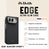 PITAKA - iPhone Duo Case (Edge Series) - Back Case Only - Black Grey