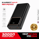 GADGET MAX RAY PD Series 30000mAh PD+QC Fast Charging Power Bank(PD 20W+QC 22.5W) - Black