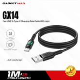 GADGET MAX GX14 DU18 S-SHAPE FAST USB TO TYPE-C CHARGING DATA CABLE WITH LIGHT (3A) (1M)