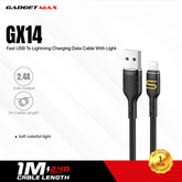 GADGET MAX GX14 DU18 S-SHAPE FAST USB TO IPH CHARGING DATA CABLE WITH LIGHT(2.4A) (1M)
