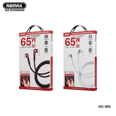 REMAX RC-181T ZENAX SERIES 65W PD FAST-CHARGING DATA CABLE TYPE-C TO TYPE-C (1M), 65W Cable, Fast Charging Cable, PD Cable, Data Cable, Type-C to Type-C Cable